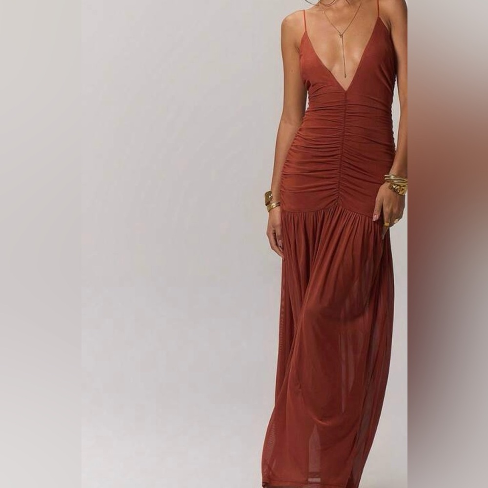 Elegant Terracotta Maxi Dress